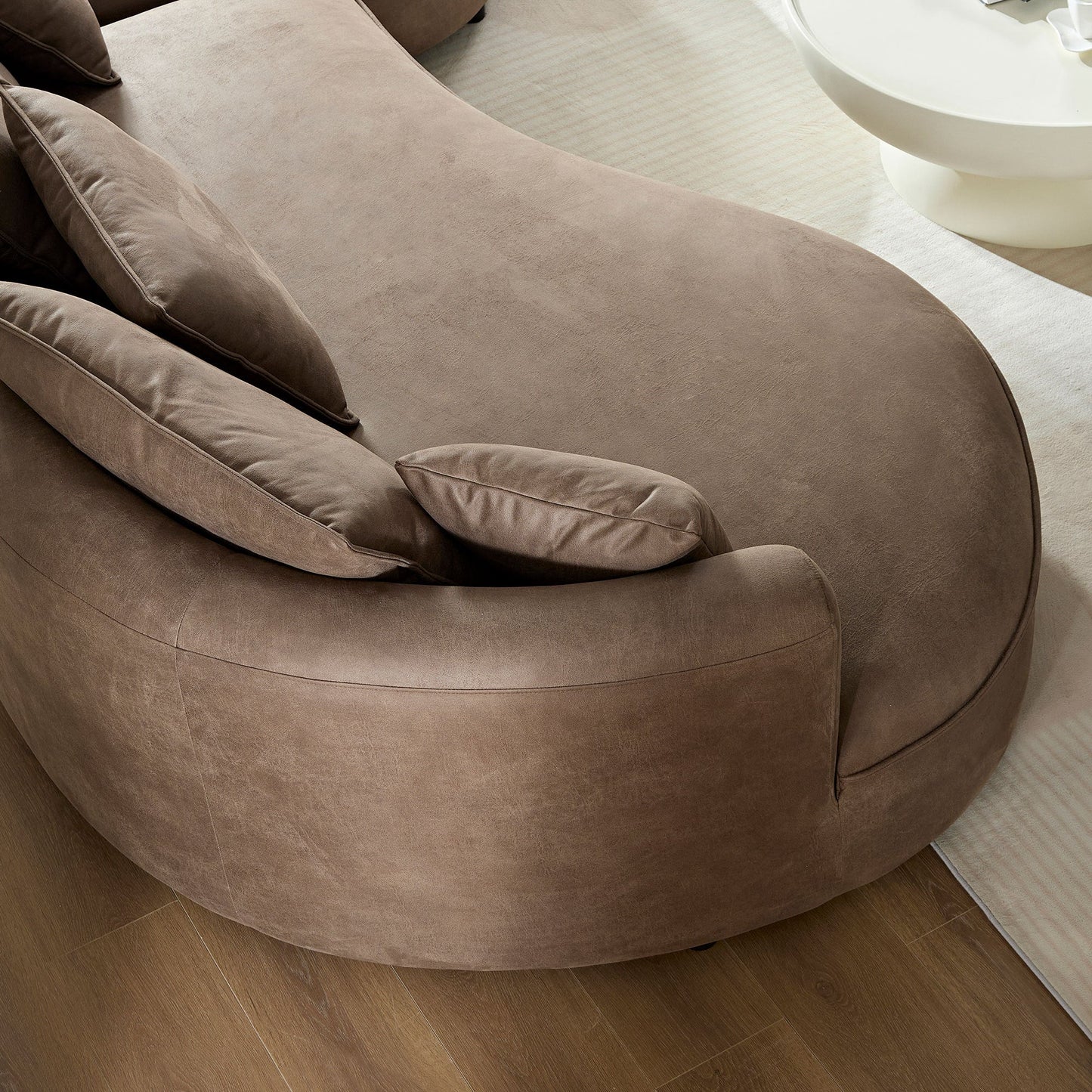 1NEW 28.74 Inch Modern Sectional Curved Sofa Couch for Living Room,Leathaire Upholstered 5-Seat Sofa Couch, Technology Cloth Couch Set for Apartment Office,Brown