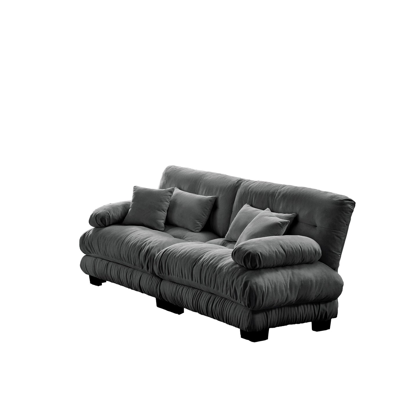 NEW Chenille Gray Cloud Couch 2 Seater Sofa with 2 Lumbar and Throw Pillows