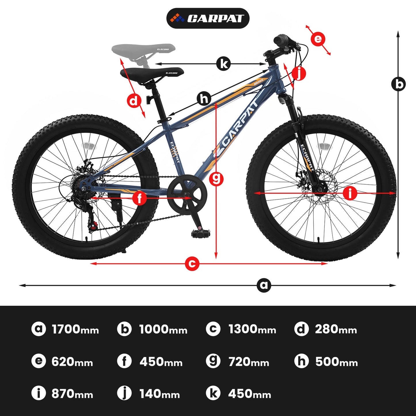 NEW  S24109 Elecony 24 Inch Fat Tire Bike Adult/Youth Full Shimano 7 Speeds Mountain Bike, Dual Disc Brake, High-Carbon Steel Frame, Front Suspension, Mountain Trail Bike, Urban Commuter City Bicycle