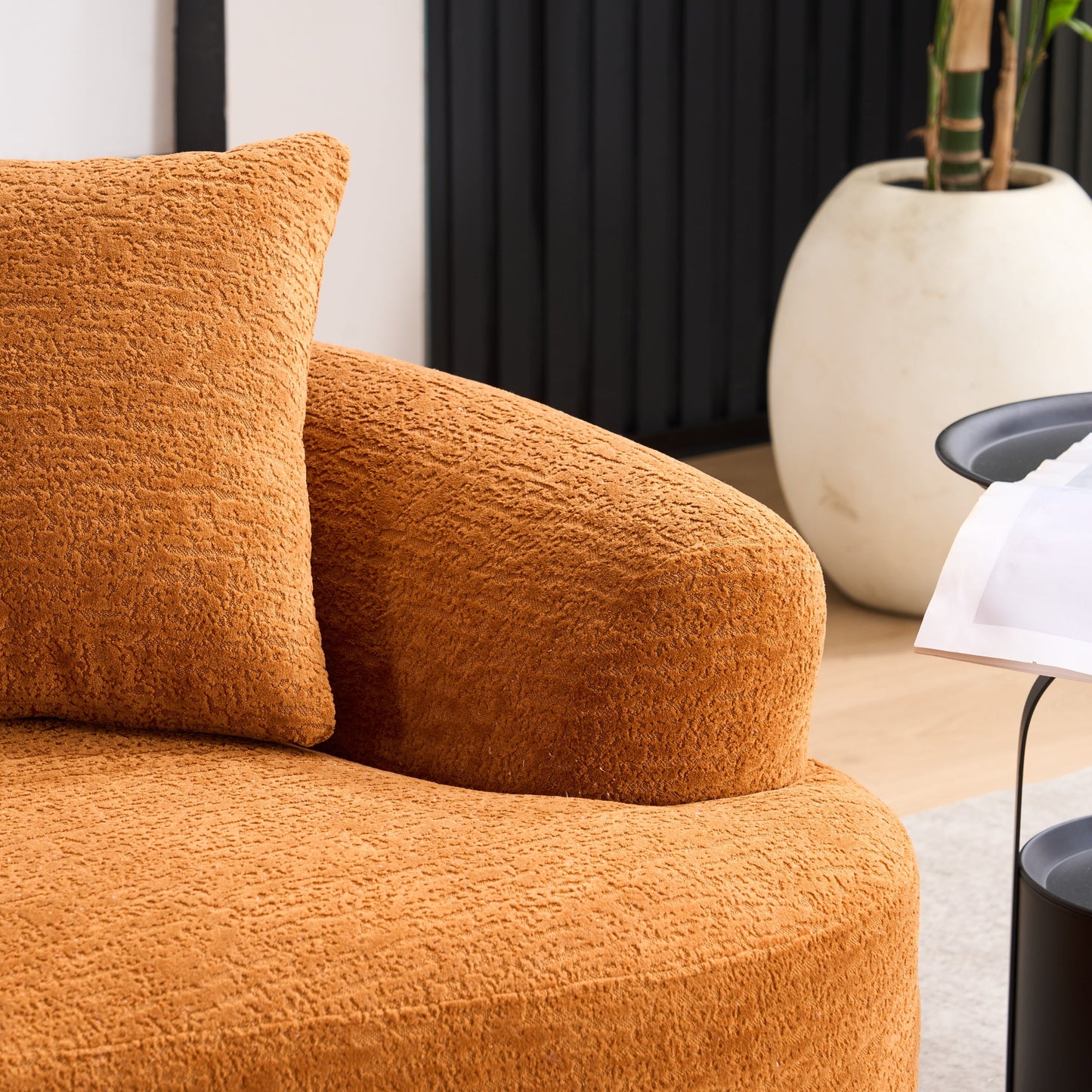 NEW Orange Curved Loveseat Full Compression Sponge Sofa 30D Chenille Couch