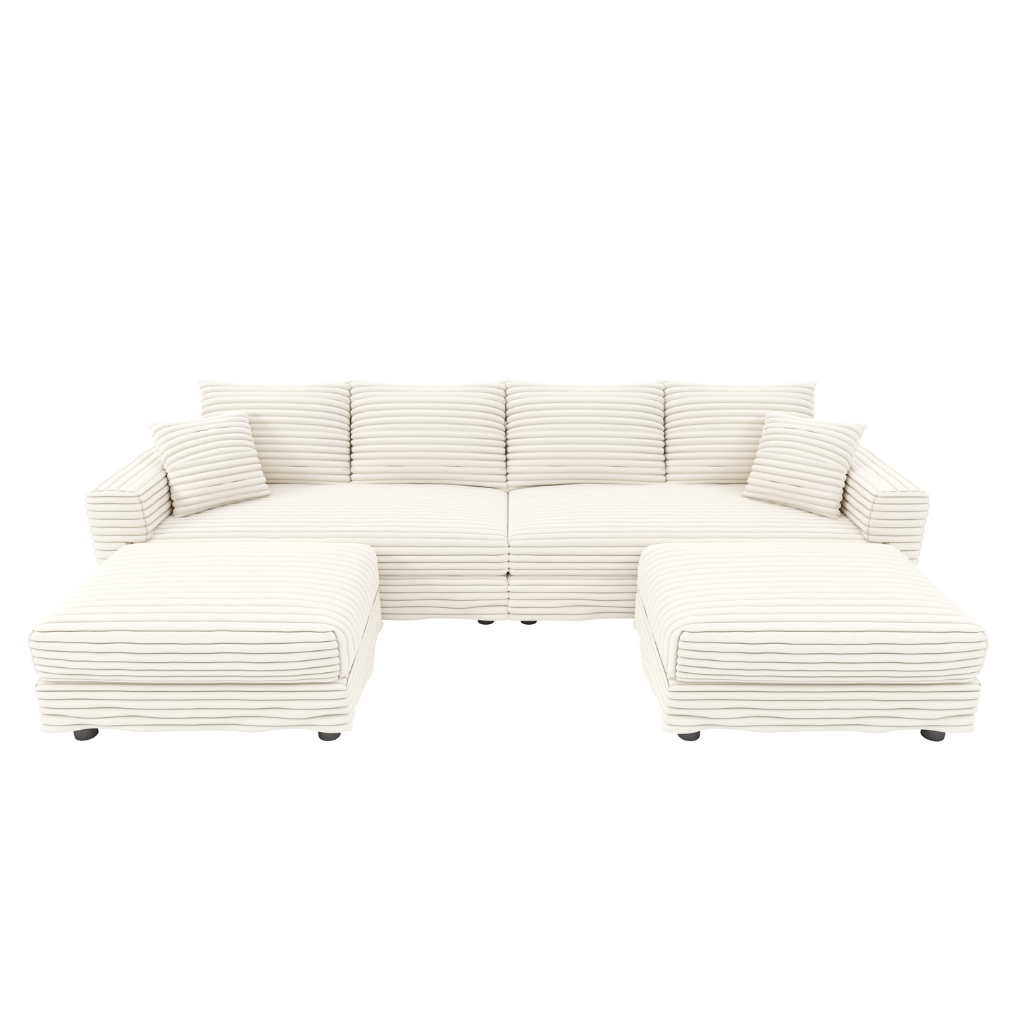 NEW 104.3' Modern 4-Seat  Beige Comfy Upholstered Plush Corduroy Sofa