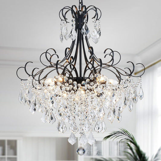 NEW Black Crystal Chandelier 10 Light Pendant Ceiling Fixture
