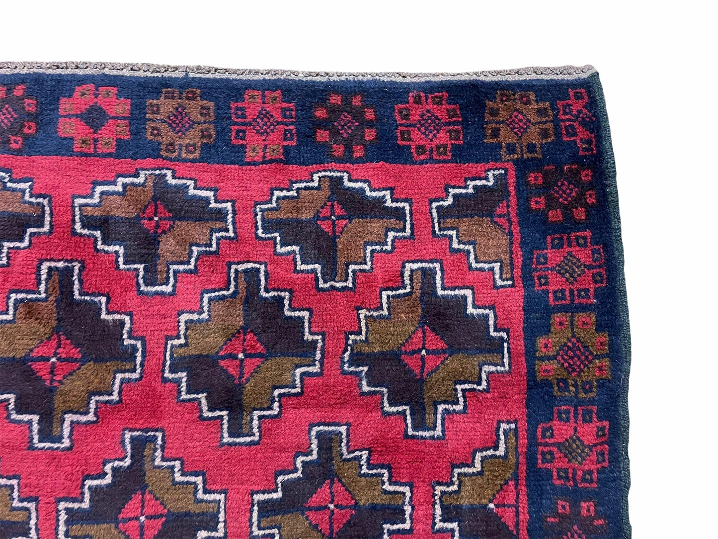 USED 3' X 4' 7" Vintage Handmade Tribal Wool Rug Balouchi Rug Afghan Rug Red Brown