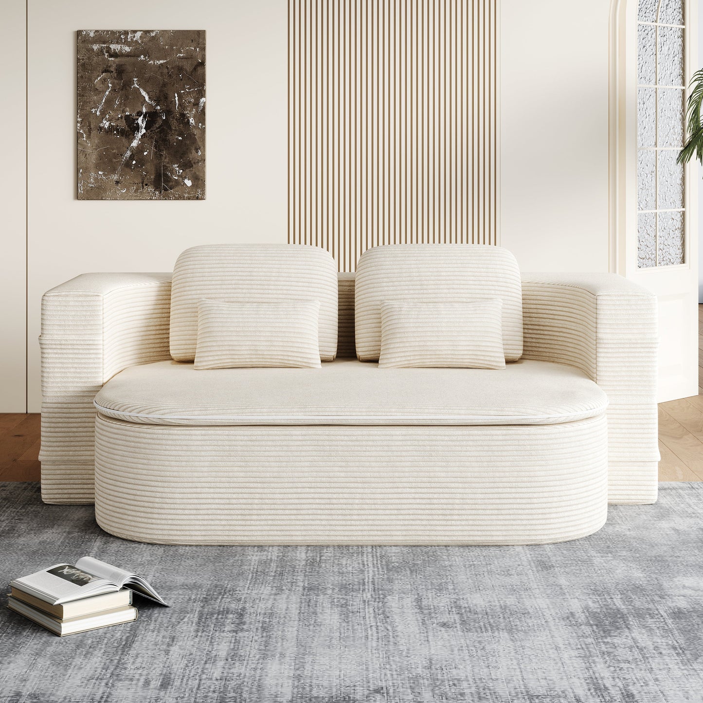 NEW 75''2-in-1 Foldable Sofa,Convertible Sleeper Foam Sofa Bed with Multi Functional Blanket, Corduroy Floor folding sofa bed,  Floor Sofa Lounge Sofa for Living Room Bedroom Lounge Studio