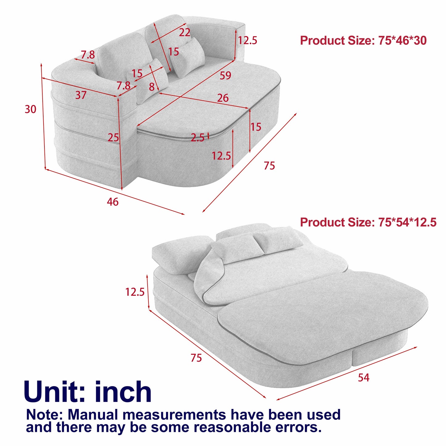 NEW 75'' Chenille 2-in-1 Foldable Sofa,Convertible Sleeper Foam Sofa Bed Folding Sofa Bed Lounge Couch with Multi Functional Blanket