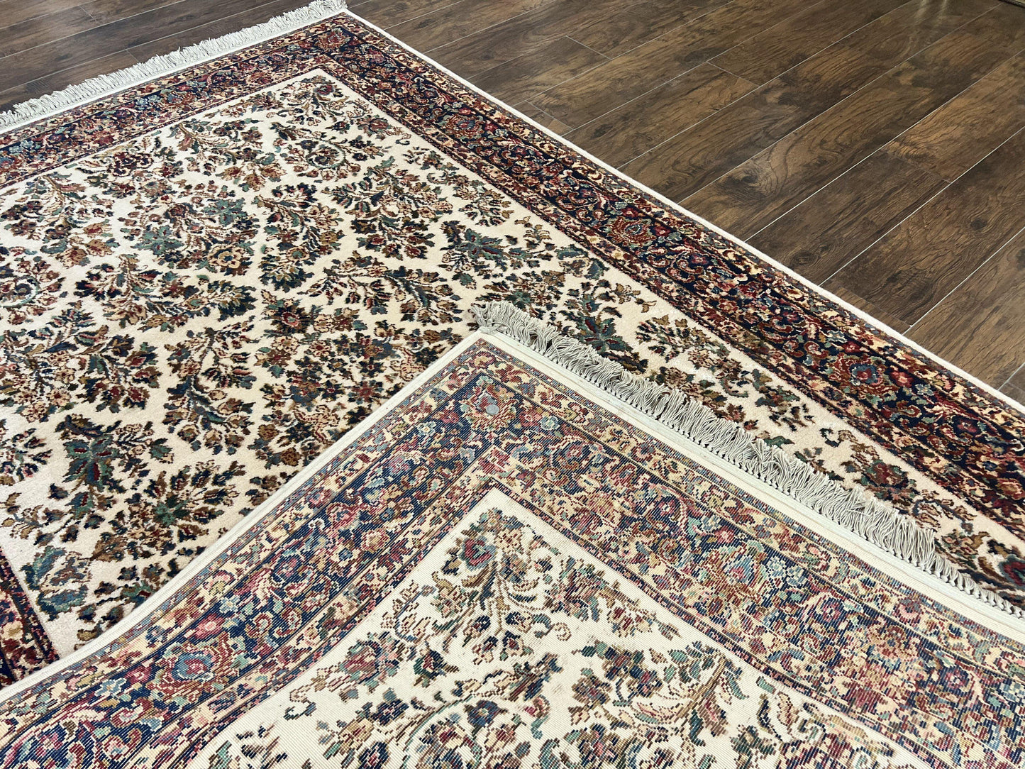 USED Karastan Rug 5.9 x 9, Ivory Sarouk #760, Wool Vintage Original Collection 700 Series