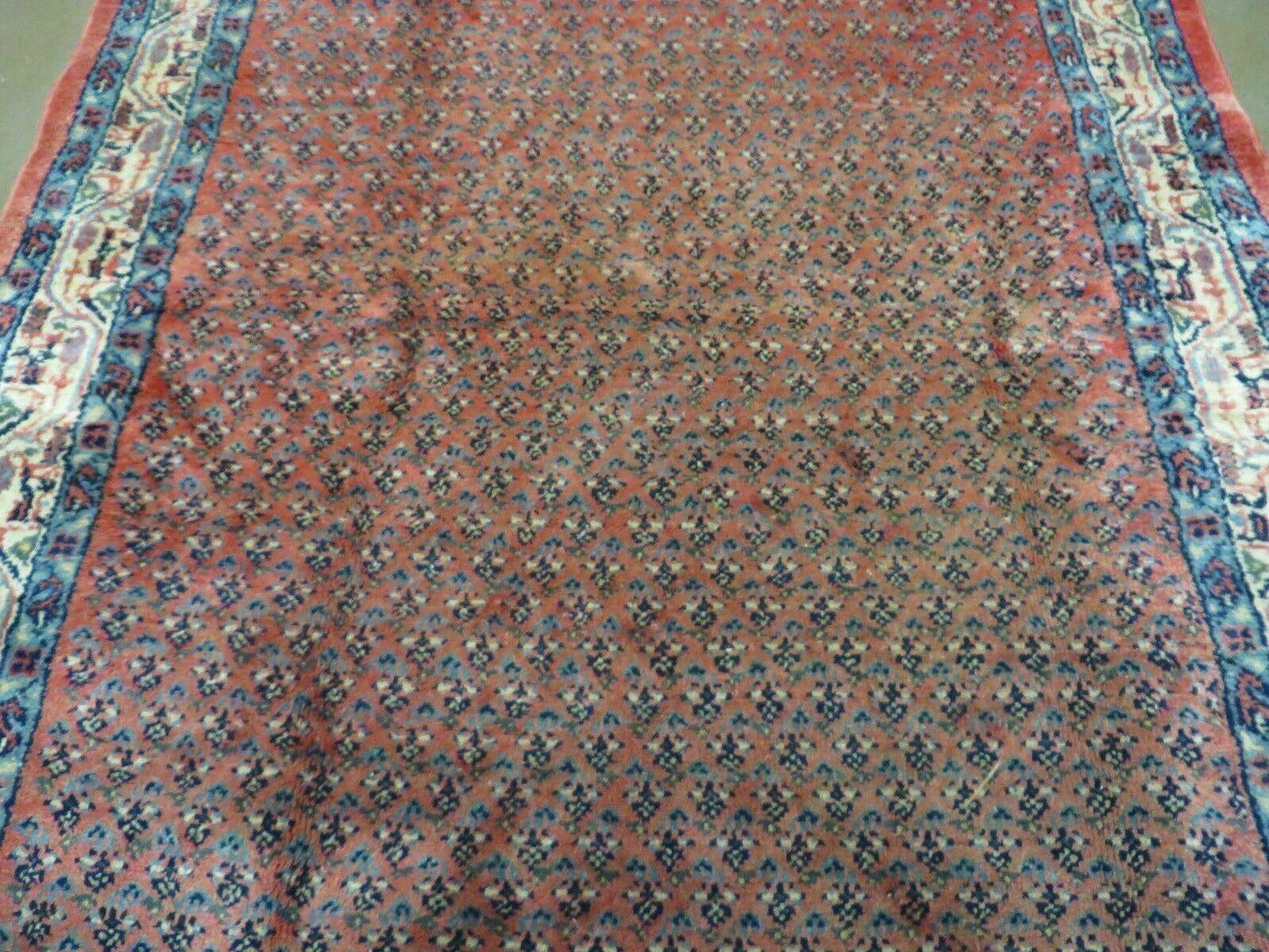 USED Antique Persian Seraband Runner 3.7 x 11 - Red, Wool, Mir Pattern