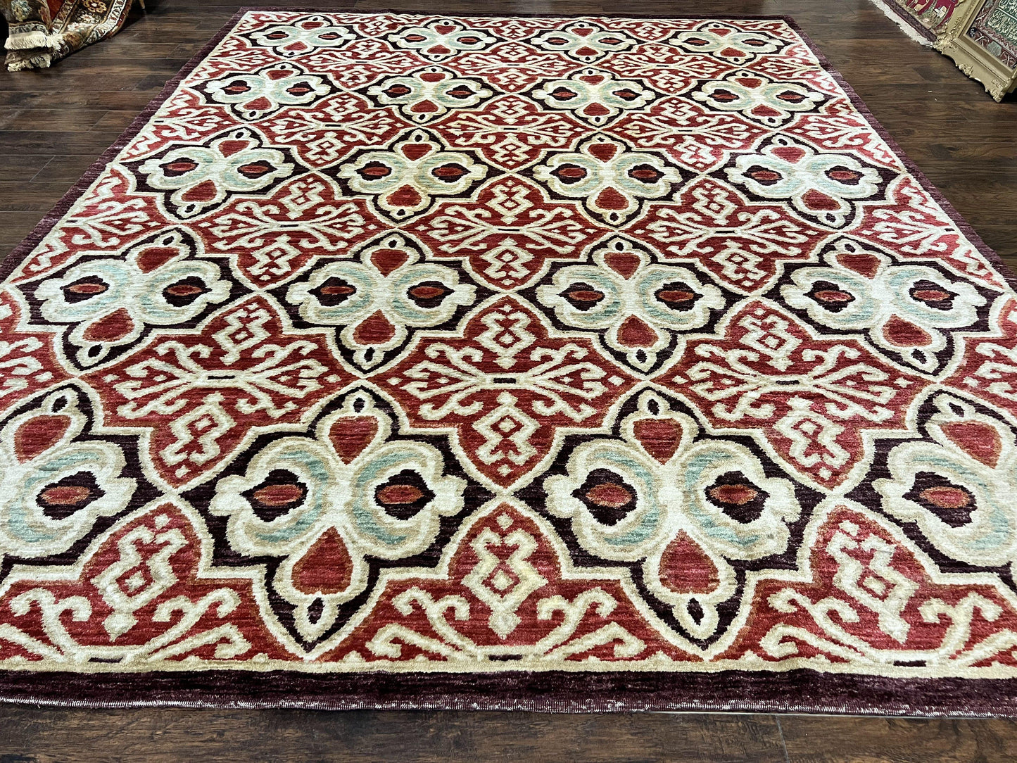 USED Portuguese Rug 9x12, Vintage Carpet, Handmade Wool Rug