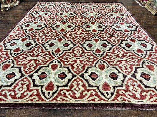 USED Portuguese Rug 9x12, Vintage Carpet, Handmade Wool Rug