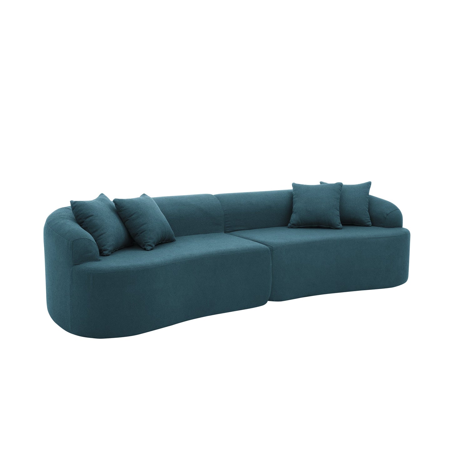 NEW Modern Minimalist Style Blue Lamb's Wool Fabric Modern Minimalist  Curved Modular Sectional Sofa