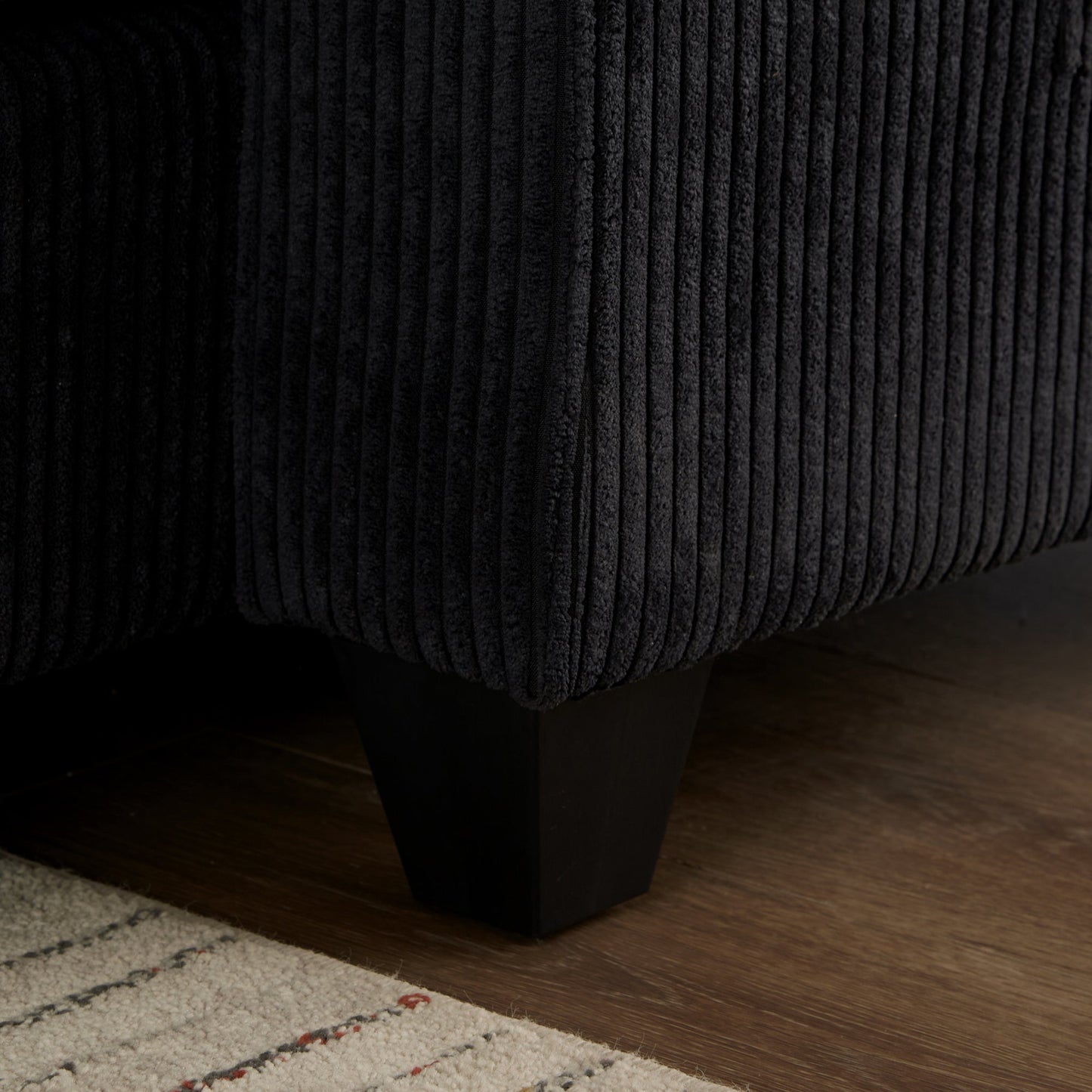 NEW Convertible Chaise Lounge 63' Loveseat Sofa Bed with USB Ports, Cup Holders, Phone Holder & Storage, Black Corduroy