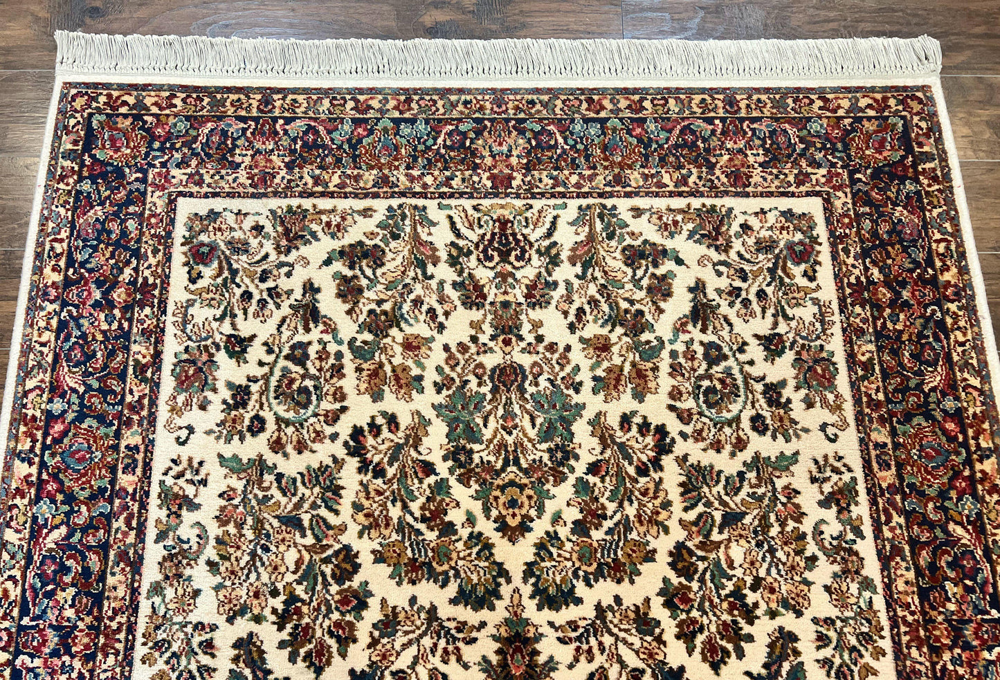 USED Karastan Rug 5.9 x 9, Ivory Sarouk #760, Wool Vintage Original Collection 700 Series