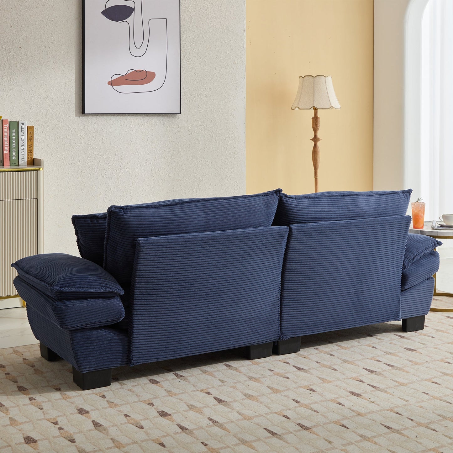 NEW Corduroy Sofa Sleeper Couch Loveseat Sofa with Pillows Comfy Upholstered Deep Seat Sofa for Bedroom,Living Room,Apartment,Office,Dorm-Blue Corduroy
