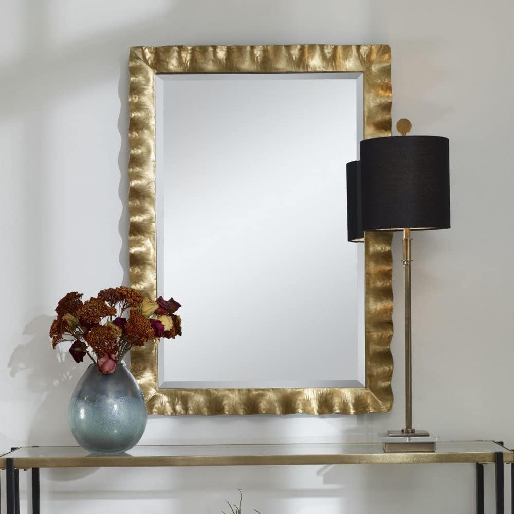 NEW Haya 40 Inch Scalloped Mirror Antiqued Gold Leaf Finish