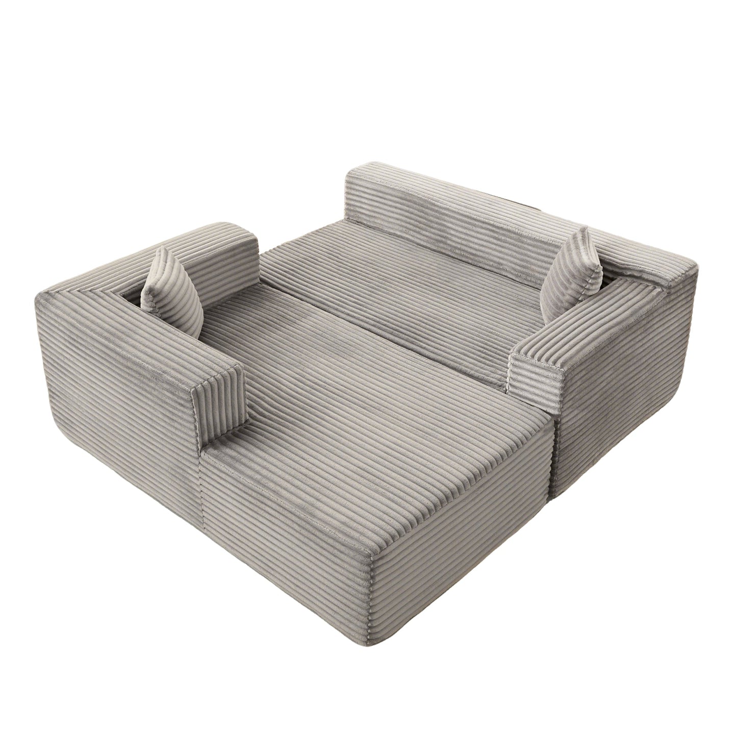 NEW Grey Compression Sectional Couch Boneless L Shape Sofa