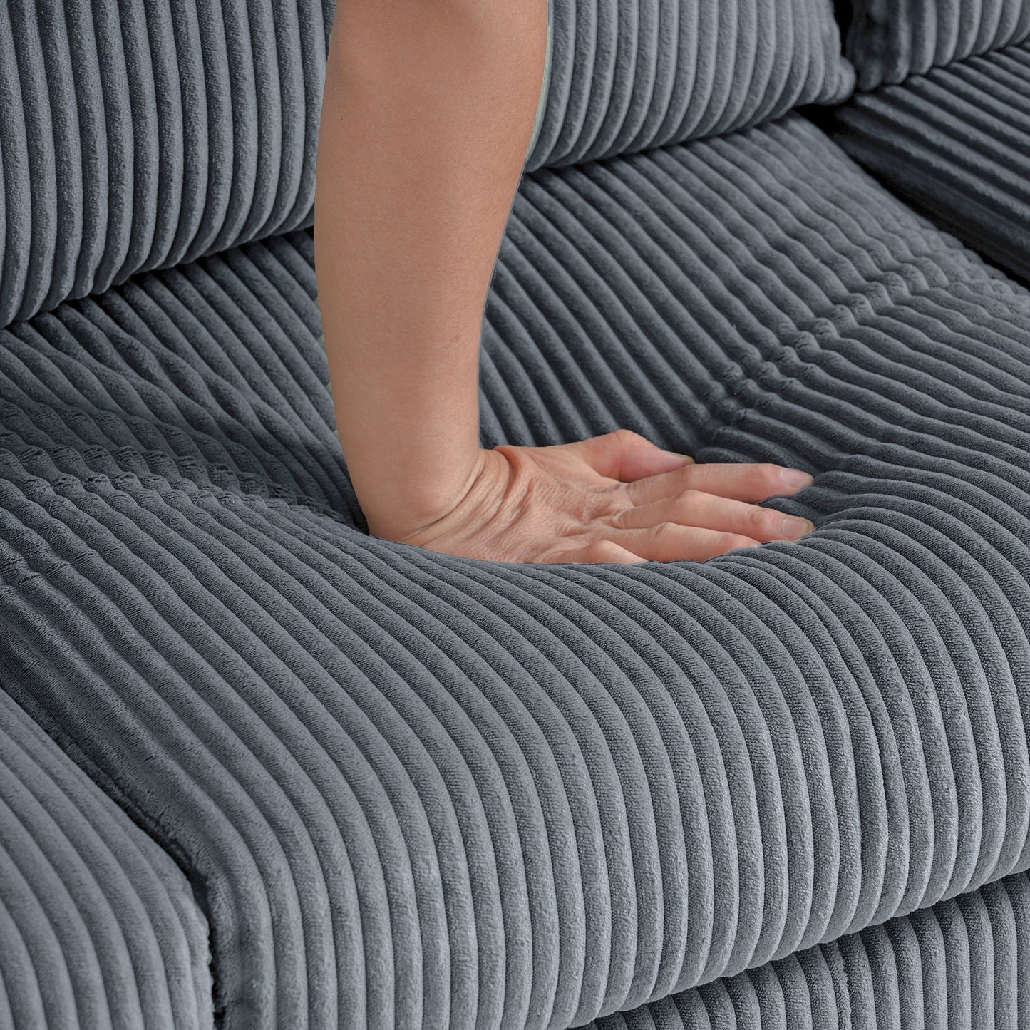 NEW Modern L-Shaped Sectional Sofa with Padded Cashmere Upholstery – Space-Saving Design for Living Rooms & Apartments, Easy Assembly, Grey