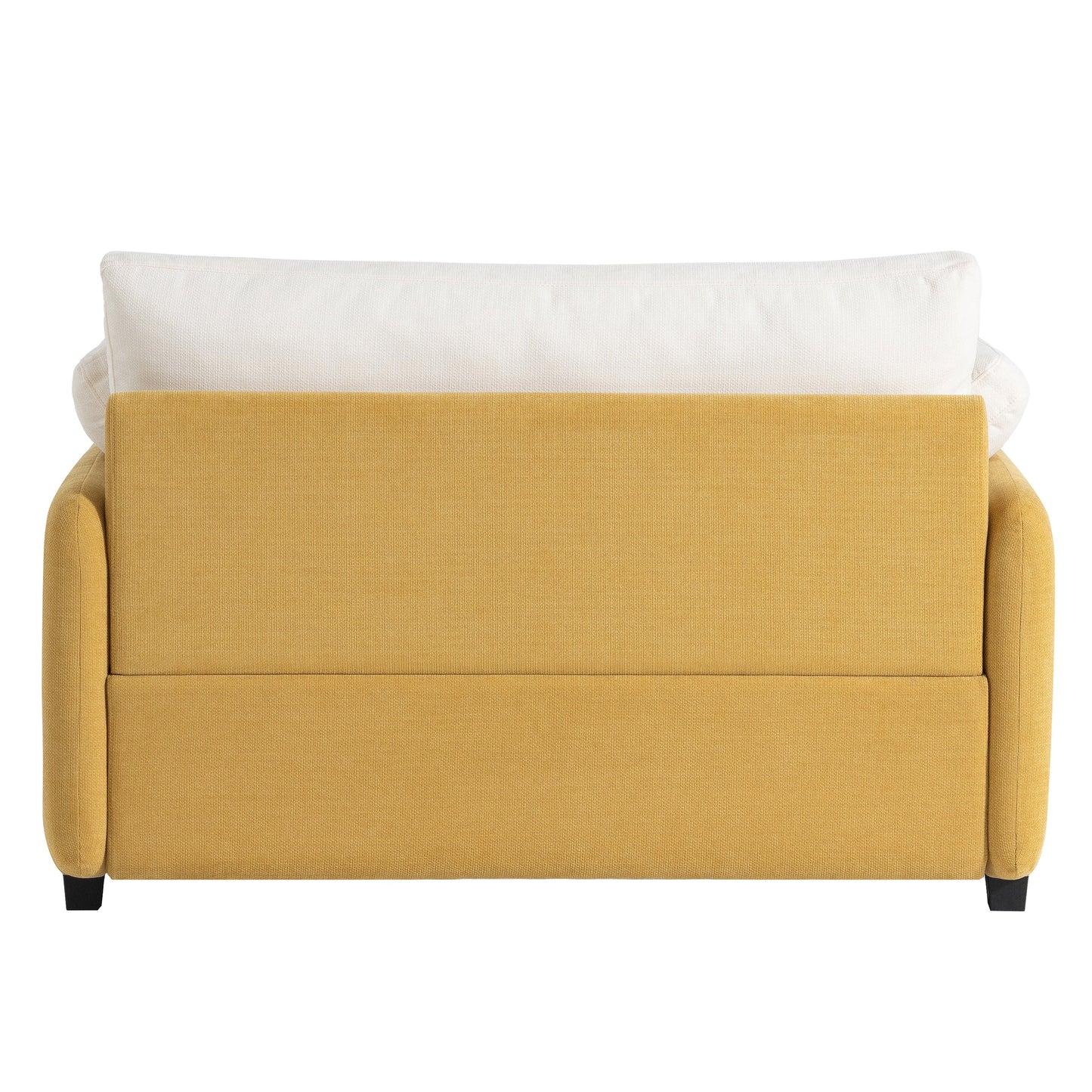 NEW Modern Oversized Chenille Armchair with Color Blocking and Pillows, 50*43' in Cream and Yellow