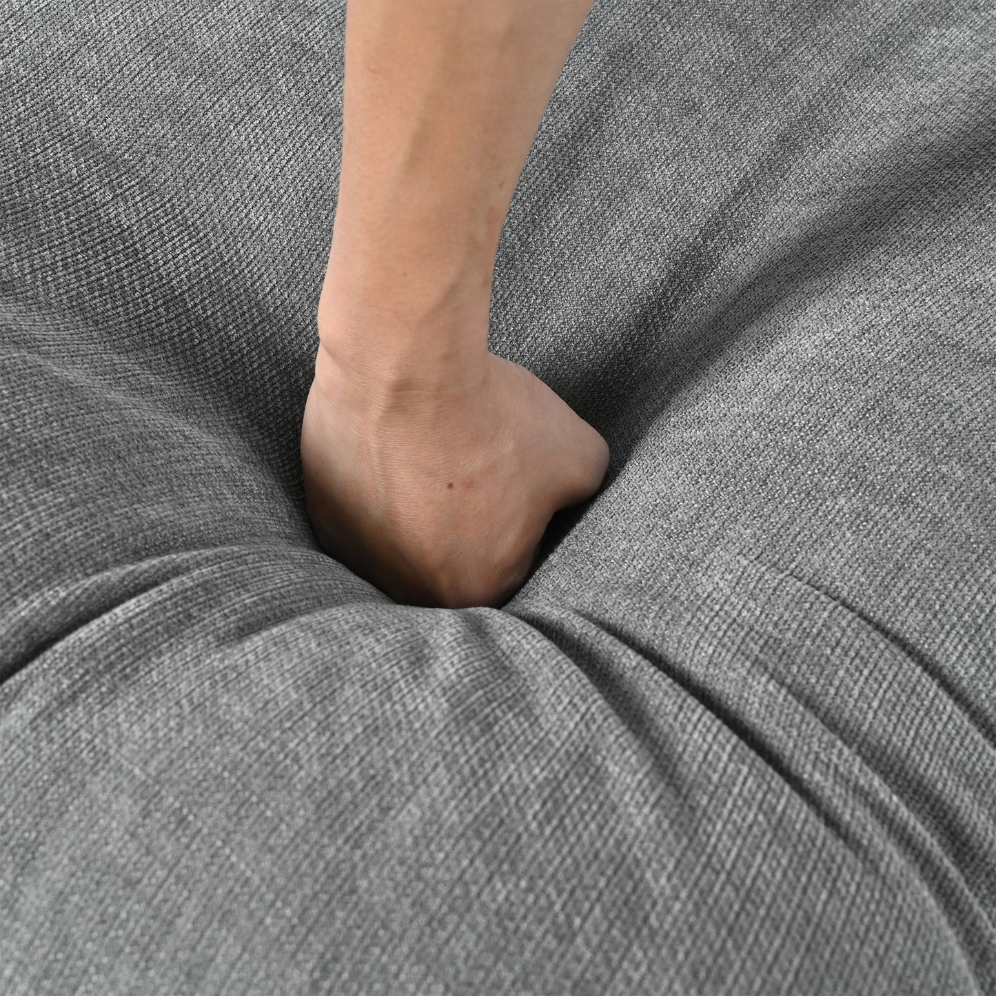 NEW Oversized Chaise Lounge Chair with Solid Wood Legs and Soft Upholstery, Gray