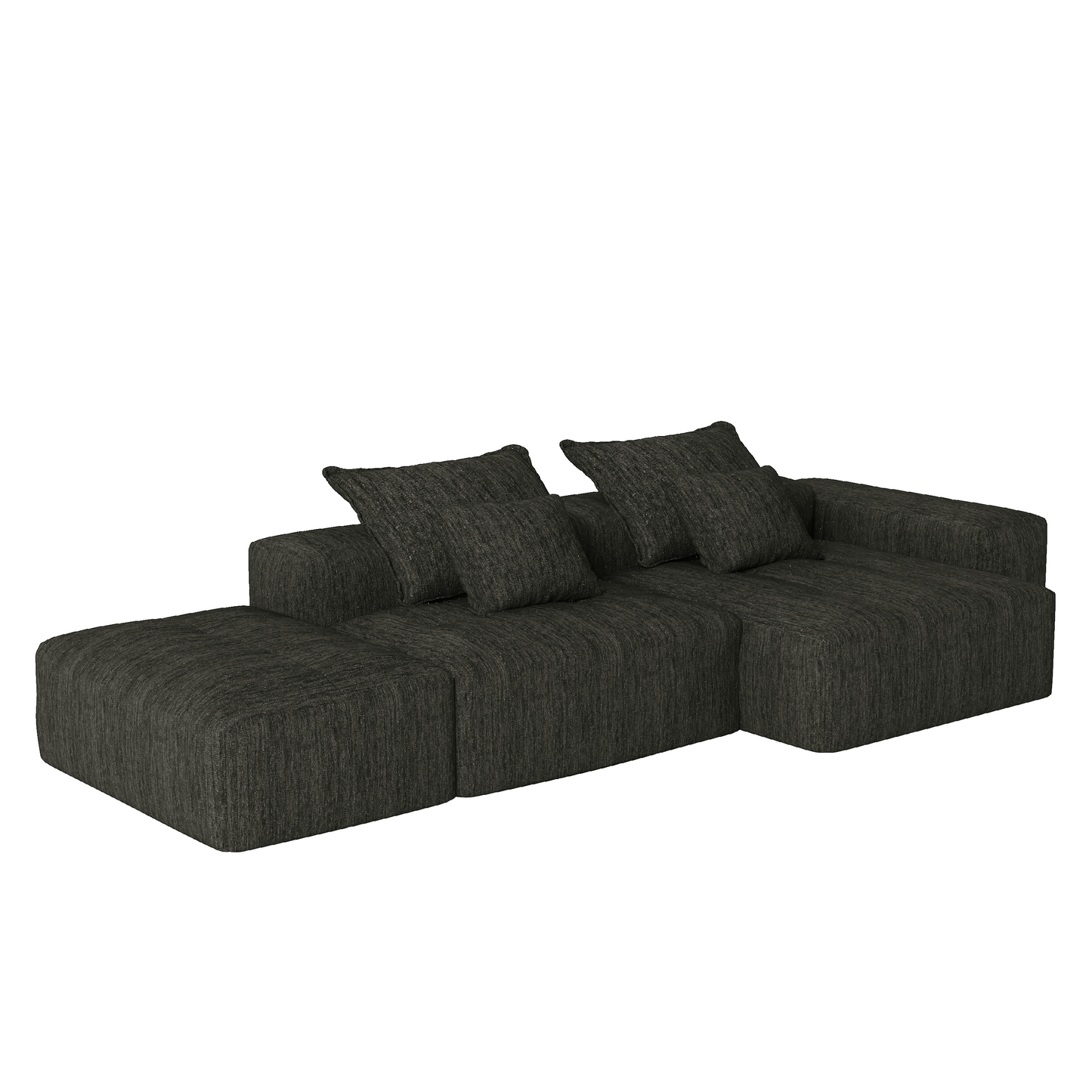 NEW Modern Oversized Modular Sectional Sofa with Ottoman, Seat, Chaise lounge and Armrest, Sparkling Chenille Fabric Soft Cushion Sofa with 4 Pillows,4 PCS DIY Combination Tufted Sofa,No Assembly Required