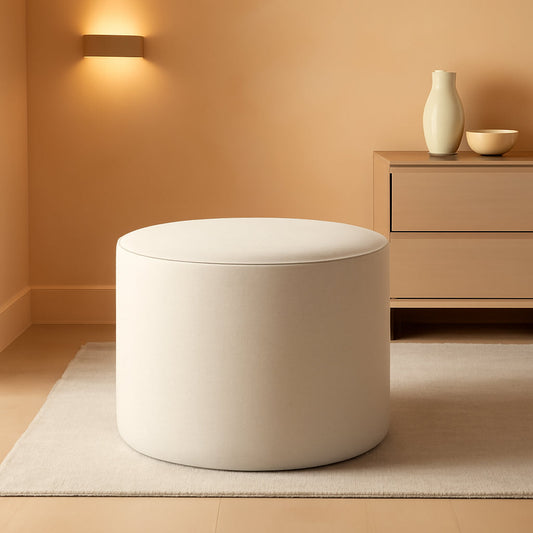 NEW Twenty Two Inch Beige Ottoman Pouf With Ultra Premium Foam