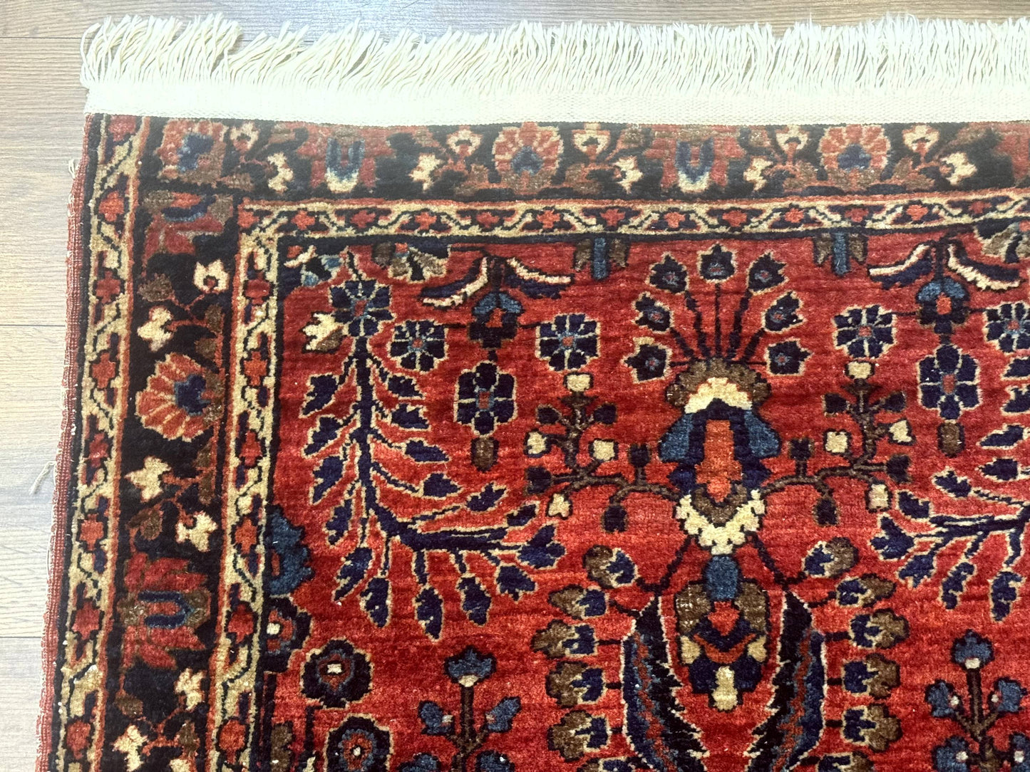USED Small Red Persian Sarouk Rug 2.7 x 4.9, Floral, Antique