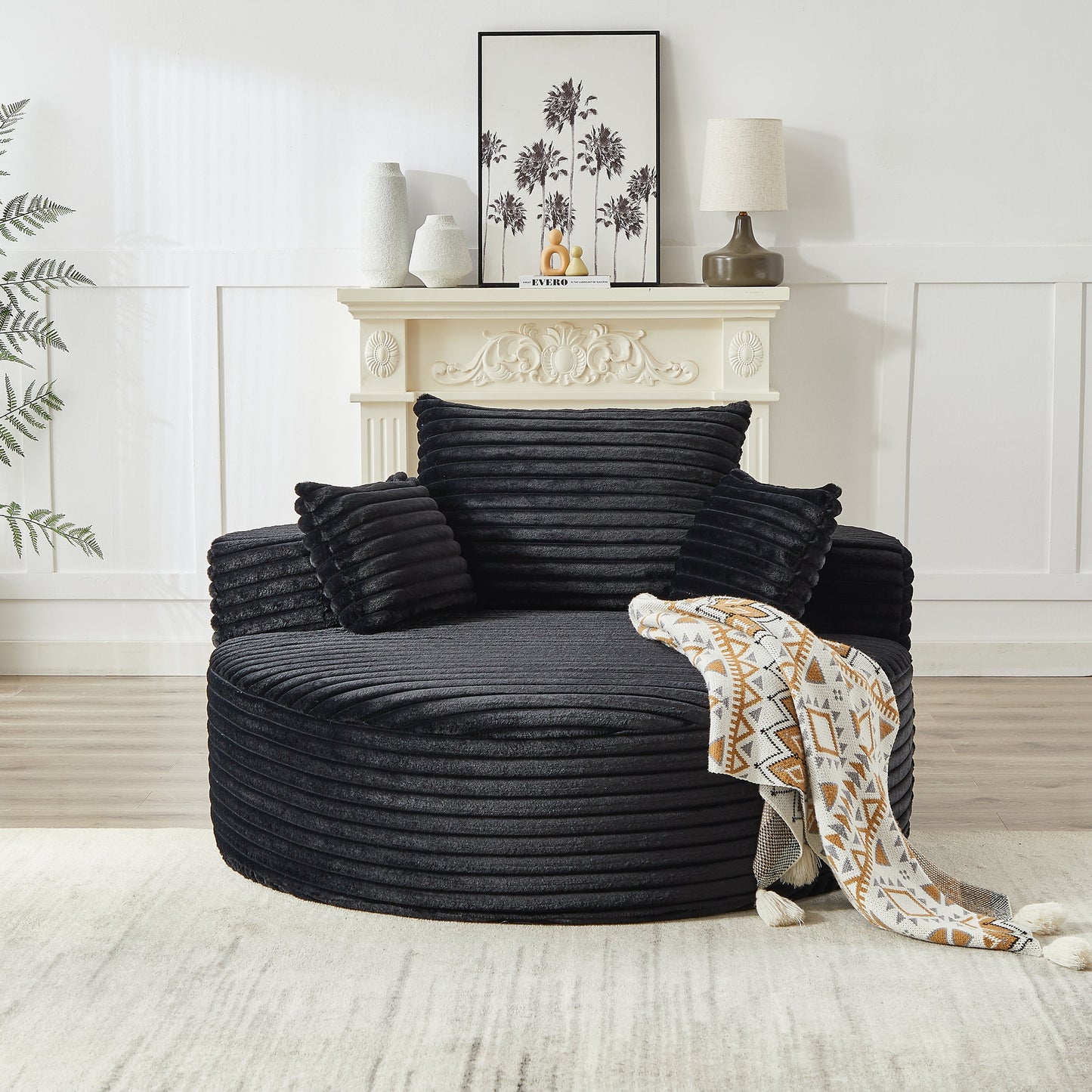 NEW 55''L Corduroy Sponge Fluffy Modern Sleeper Chair Single Sofa