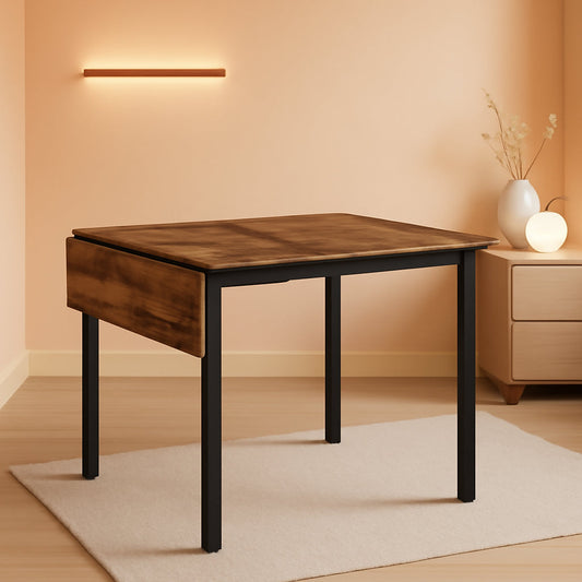 NEW Folding Dining Table Drop Leaf Extendable Brown For Small Spaces Seats 2 To 4