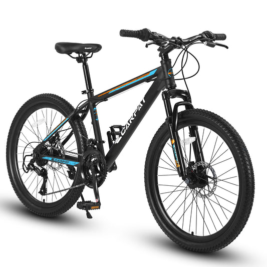 NEW S26102 26 Inch Mountain Bike, Shimano 21 Speeds with Mechanical Disc Brakes, High-Carbon Steel Frame, Suspension MTB Bikes Mountain Bicycle for Adult & Teenagers