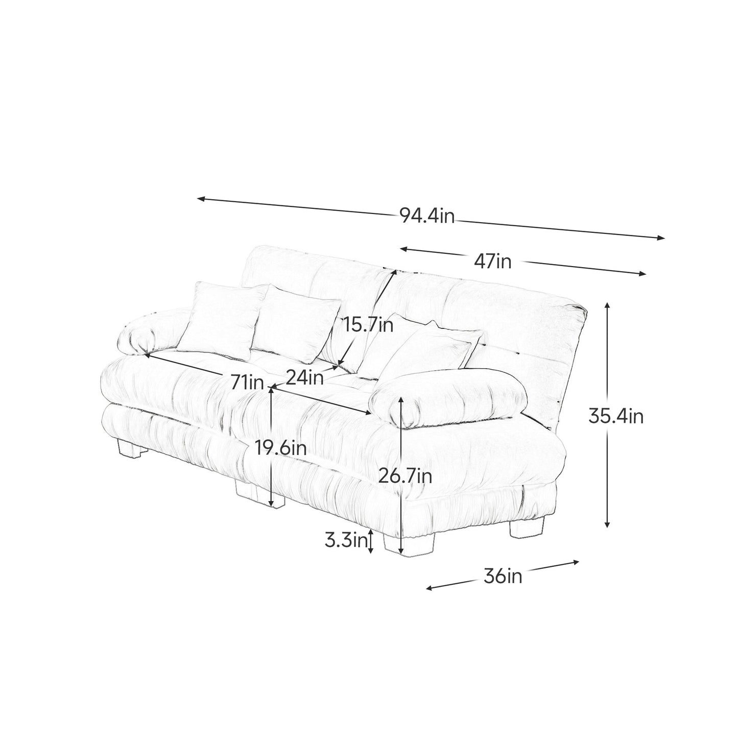NEW Chenille White Cloud Couch 2 Seater Loveseat Sofa with 2 Lumbar Pillows and 2 Throw Pillows