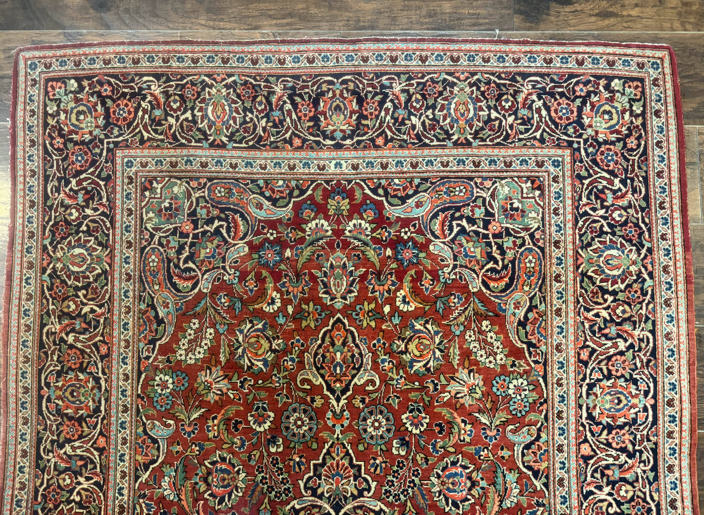 USED Persian Kashan Rug 4x7, Red, Floral Medallion, Vintage, Wool