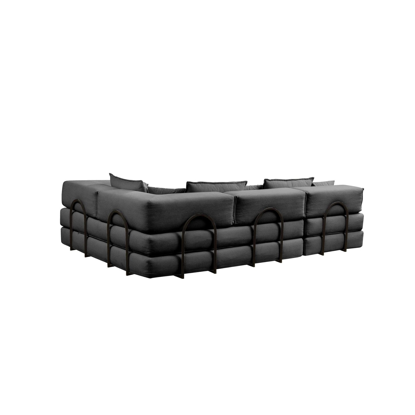 NEW Oversized Black Upholstered Sectional Sofa Set Modular 118.2' L Shaped Living Room Sofa Set with 6 Pillows