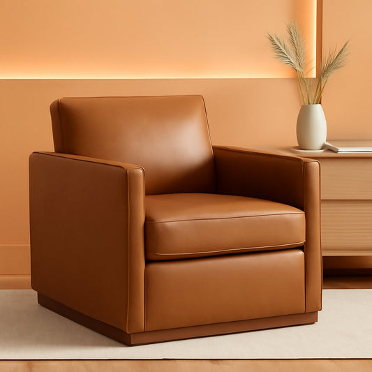 NEW Genuine Leather Swivel Accent Chair Fully Assembled