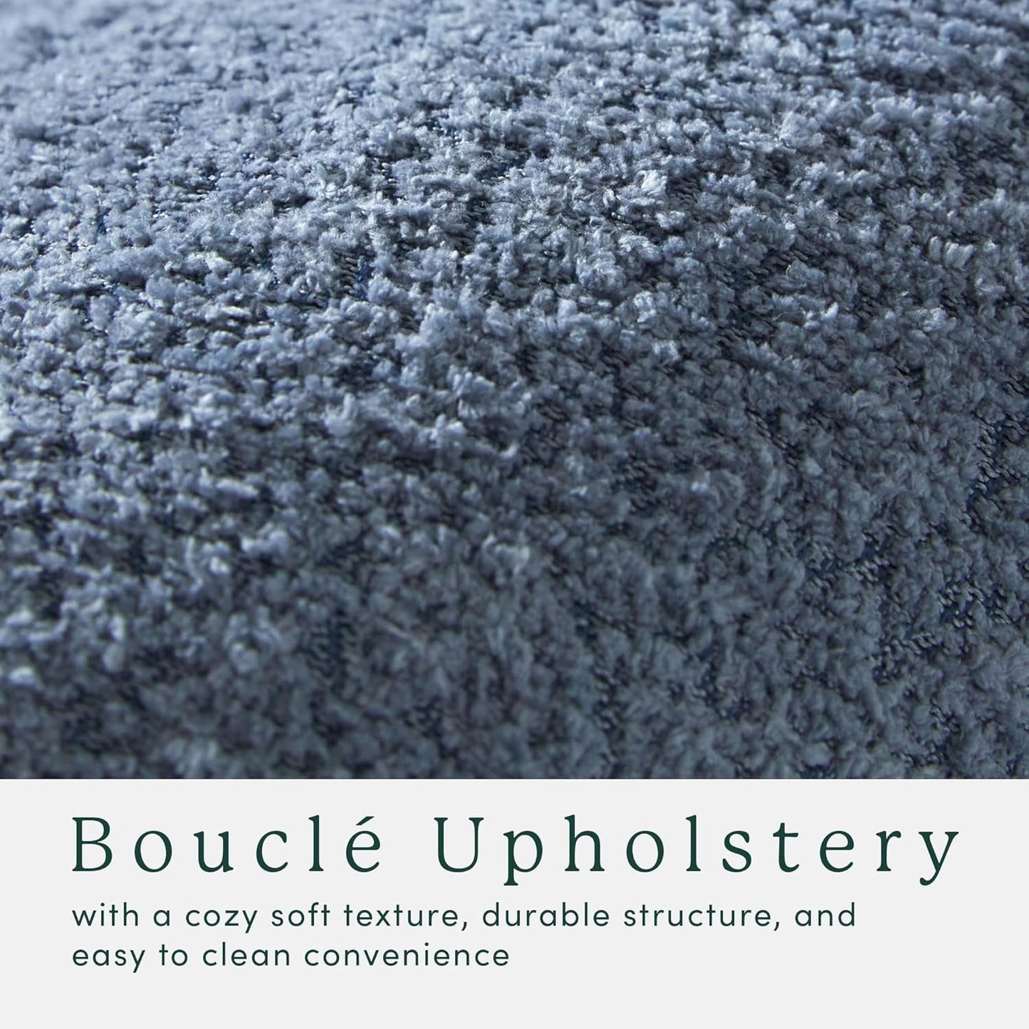 NEW Oversized Large Soft Blue Boucle Fabric Storage Ottoman