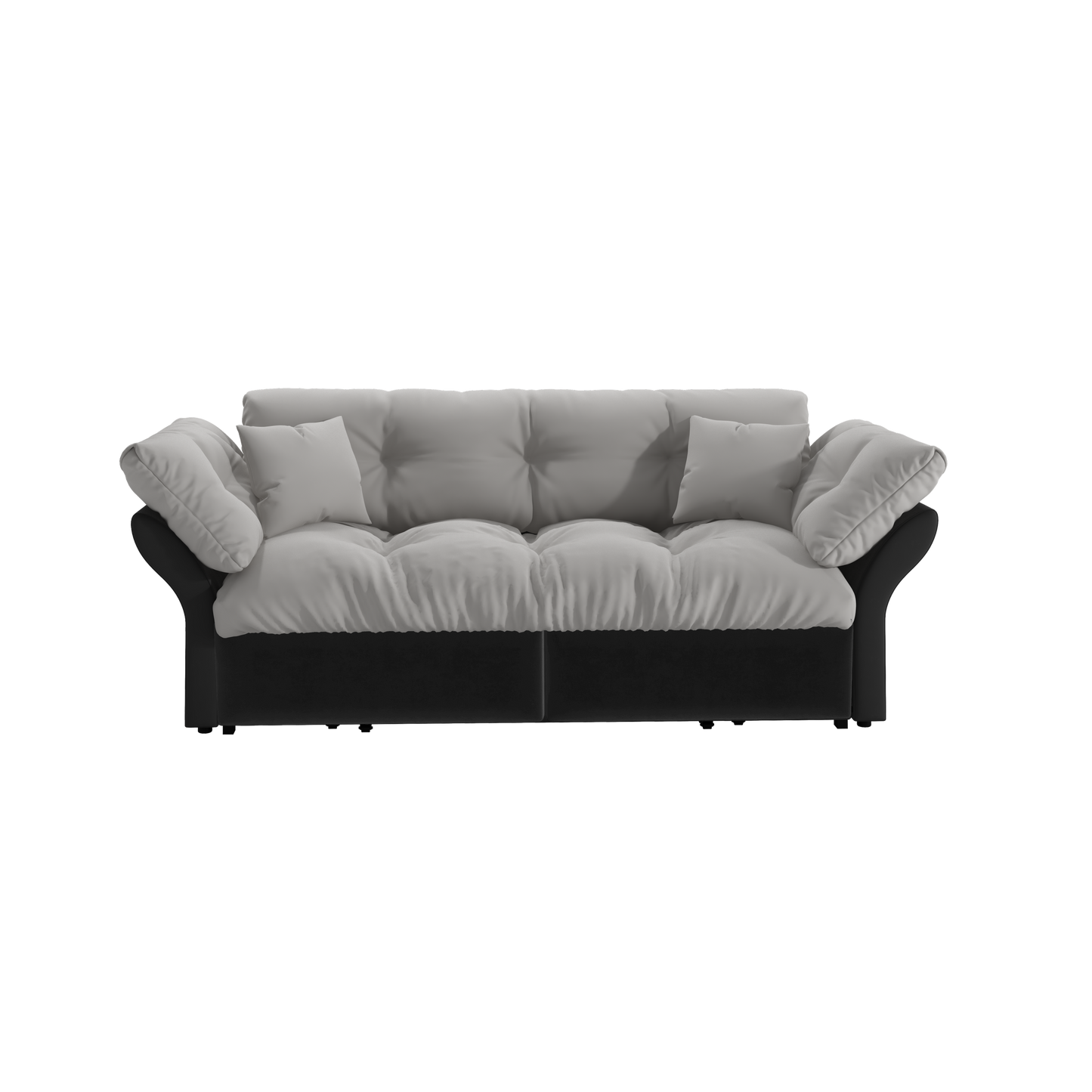 NEW Multi-Functional Loveseat 74.8' Queen Pull Out 3-in-1 Convertible Sleeper Tufted Sofa Bed with 2 Soft Pillows