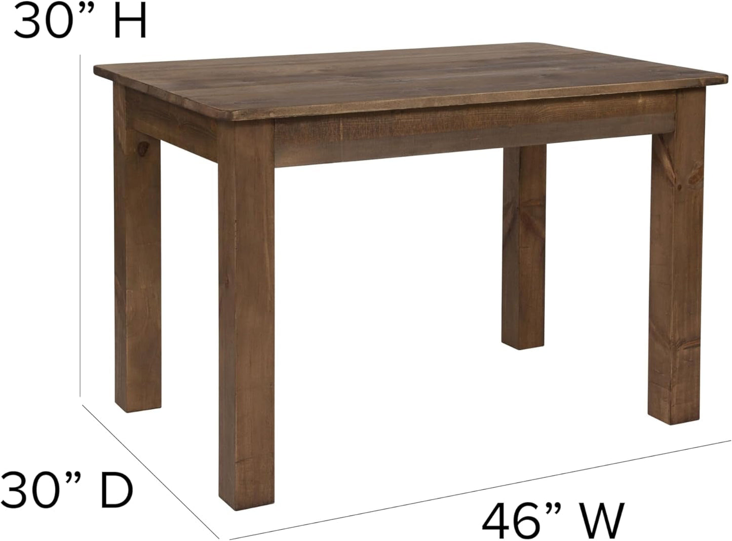 NEW Rustic Brown Solid Wood Dining Table 46x30 Seats 4
