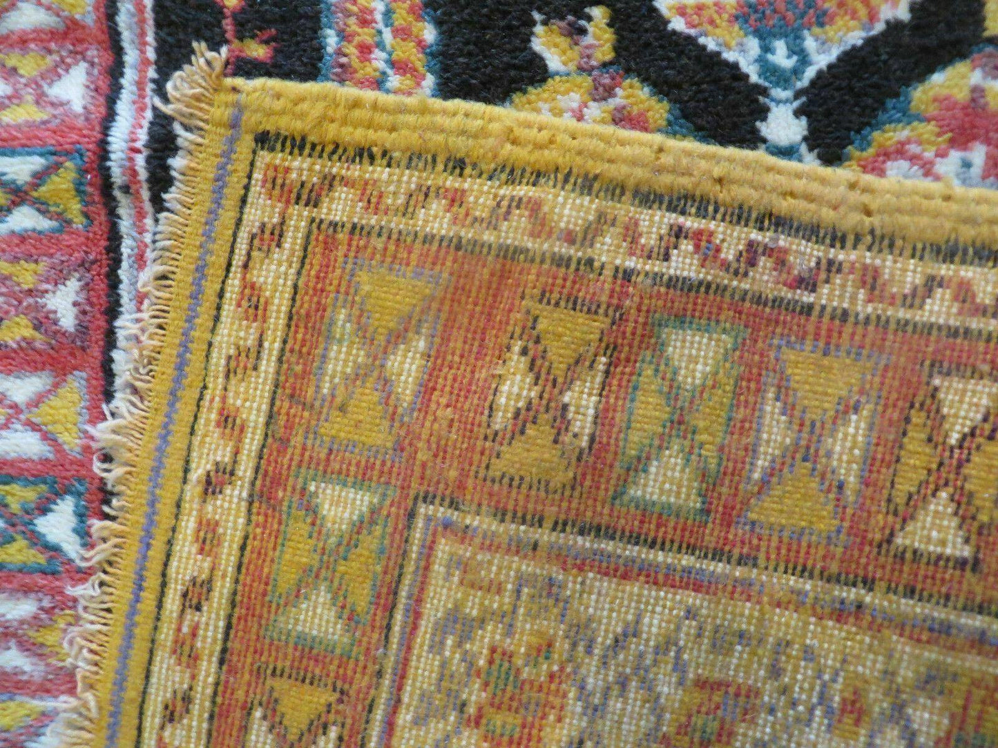 USED Antique Moroccan Runner Rug 3x7, Moroccan Prayer Rug, Double Mehrab Prayer Arches, Black and Red, Hand-Knotted Wool Carpet, Hallway Rug Nice