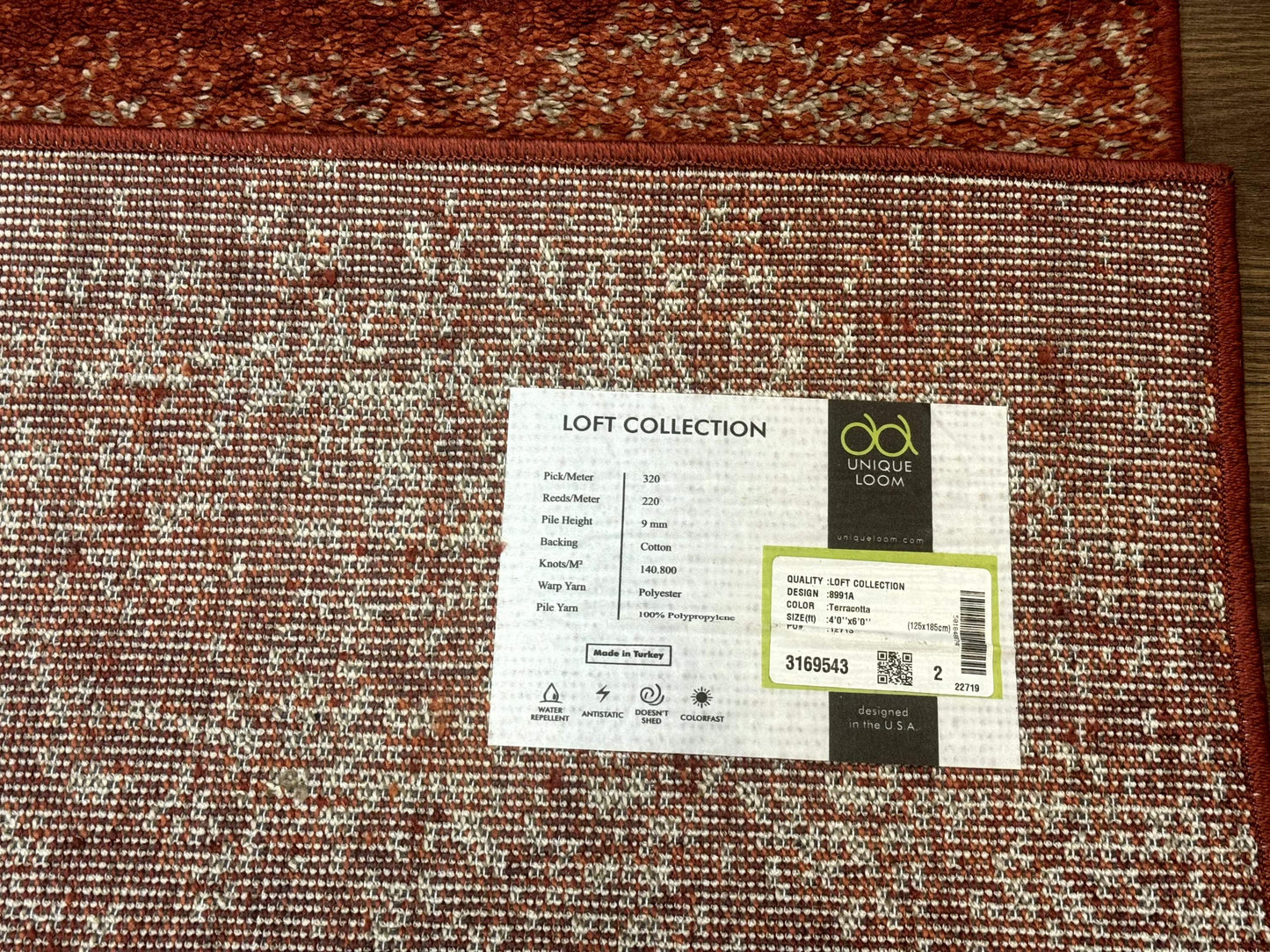 USED Terracotta Area Rug 4x6