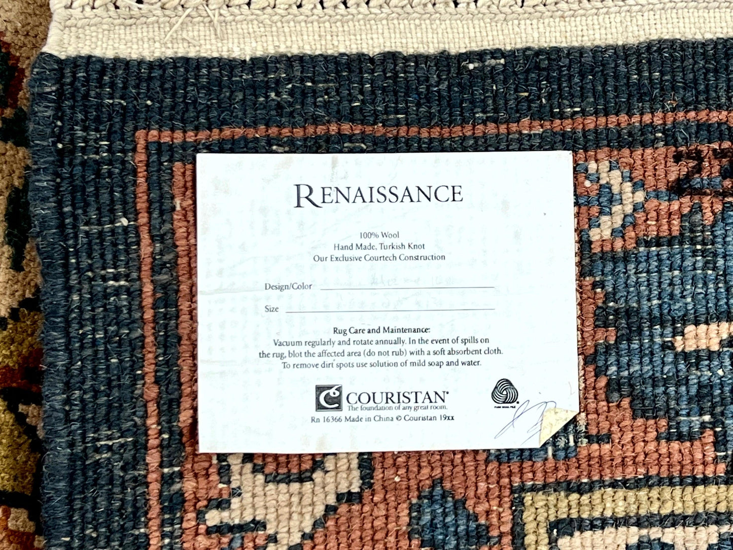 USED 10x13 Wool Rug, Floral Pattern, Birds, Handmade Vintage Carpet, Couristan Rug, Beige