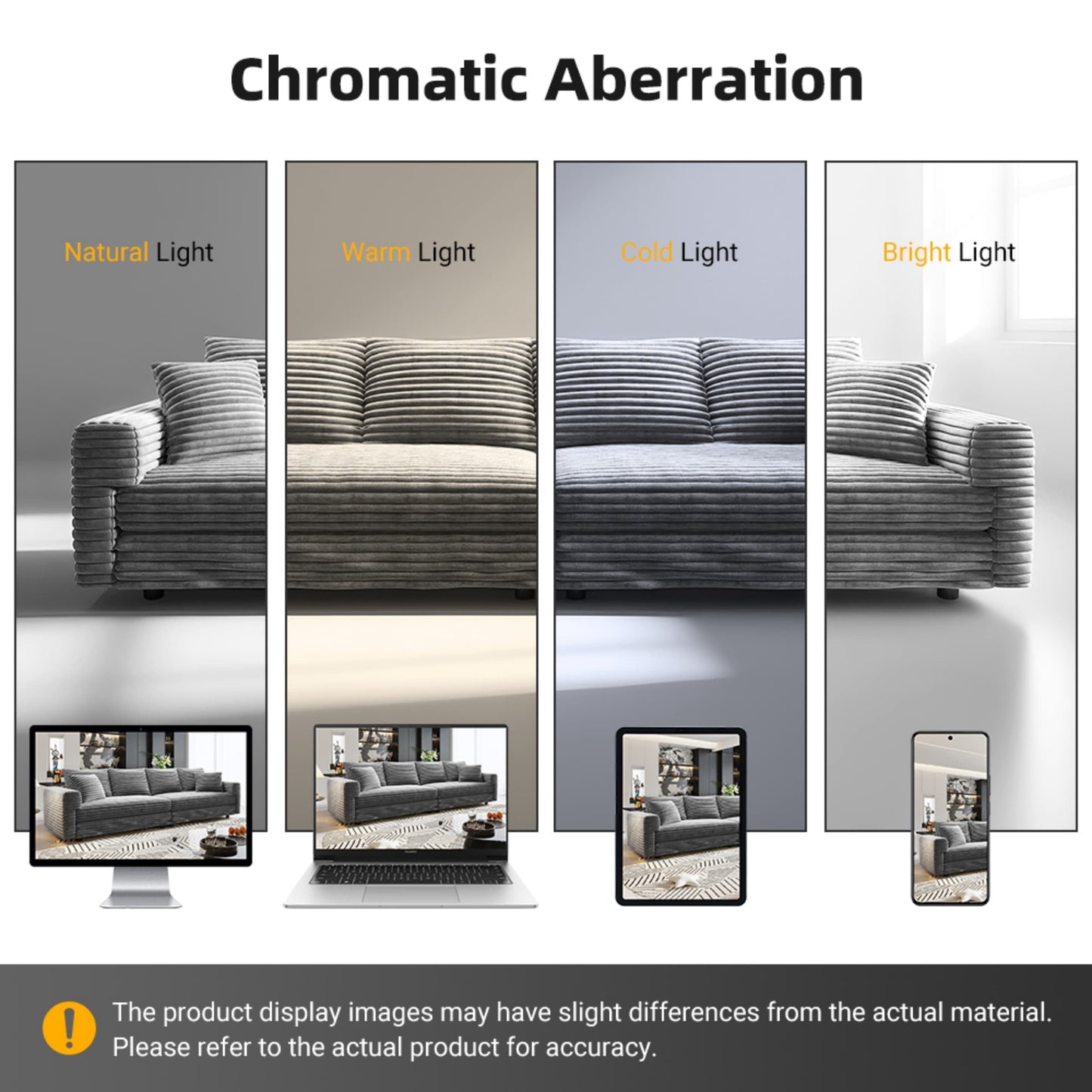 NEW 102.4' Plush Corduroy Modern 4-Seat Comfy Upholstered Sofa Cloud Deep Seat Couch with Soft Pillows Convertible Deep Seat Lounge Chair