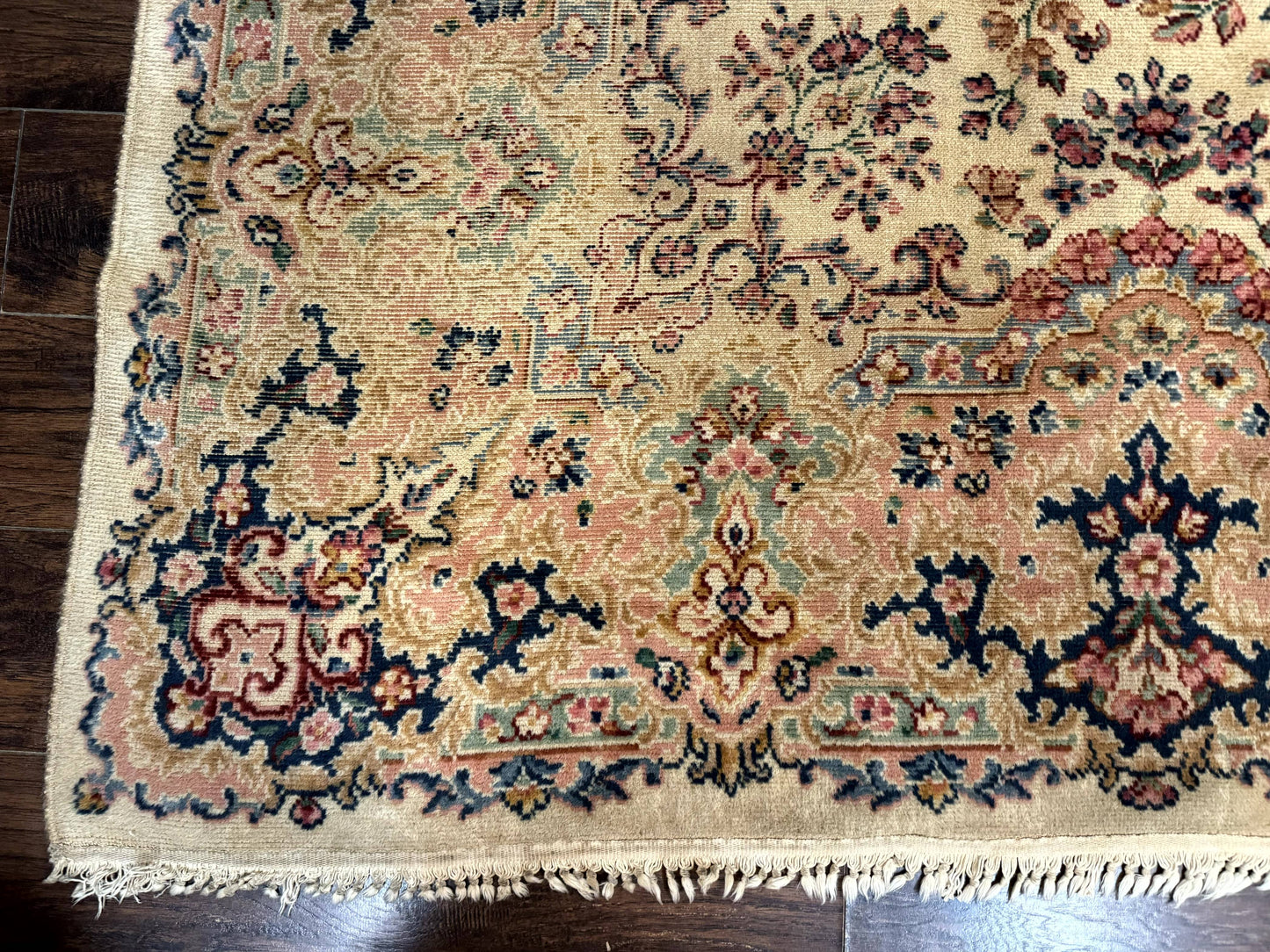 USED Antique Karastan Rug 8.8 x 12 Lanamar Floral Ivory Kirman Wool Discontinued