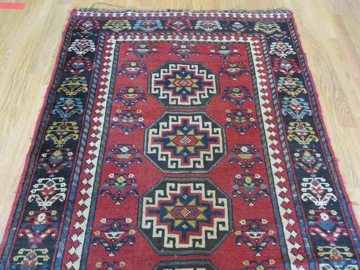 USED 3' 3" X 10' Hand-Knotted Antique Handmade Caucasian Kazak Wool Runner Rug