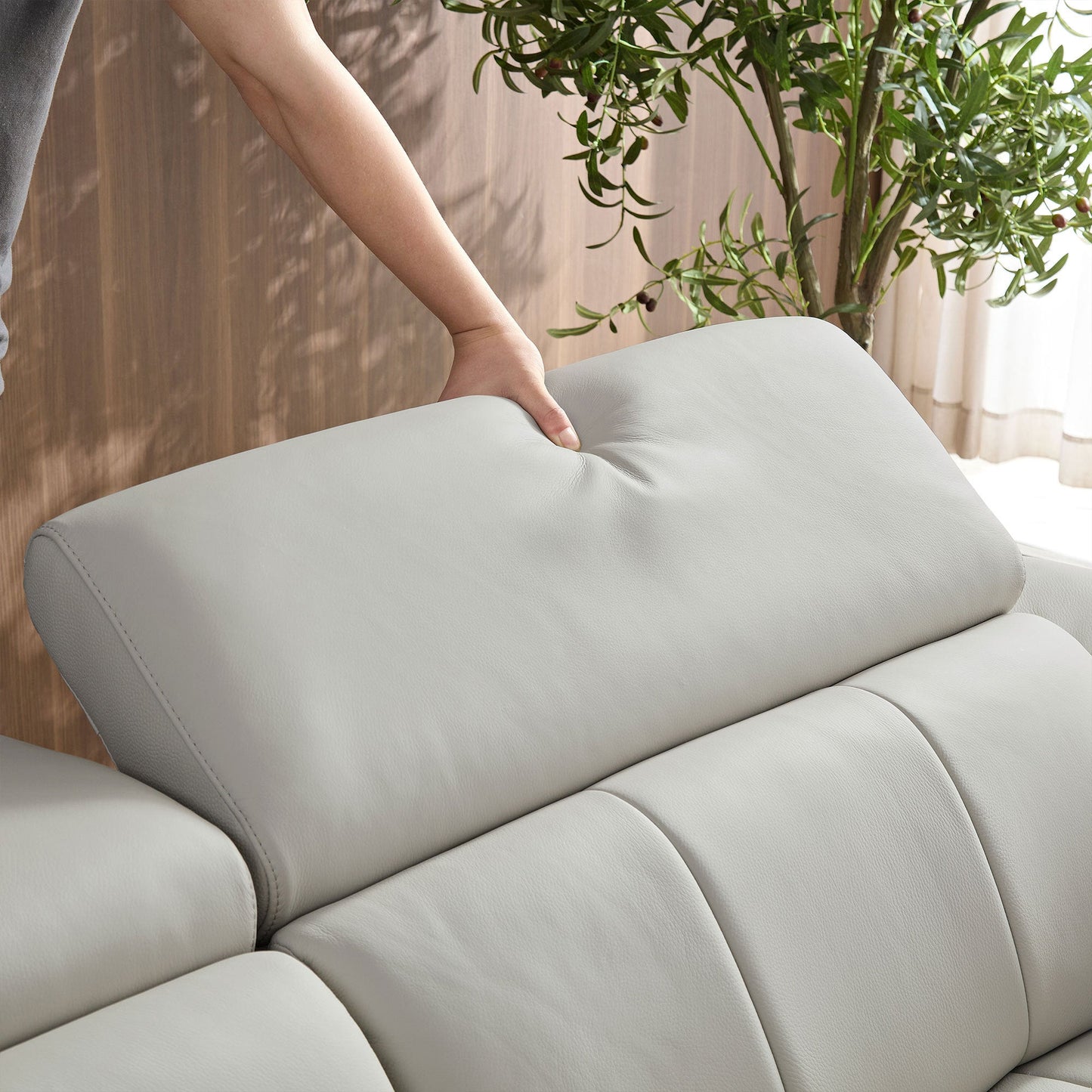 NEW Wall-Hugger Reclining Modern Electric Control Genuine Leather L Shaped Sofa Couch Lounge Seat Theater Seating with USB Port Headrest & Footrest