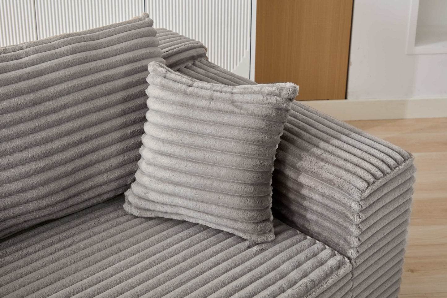 NEW Grey Compression Sectional Couch Boneless L Shape Sofa