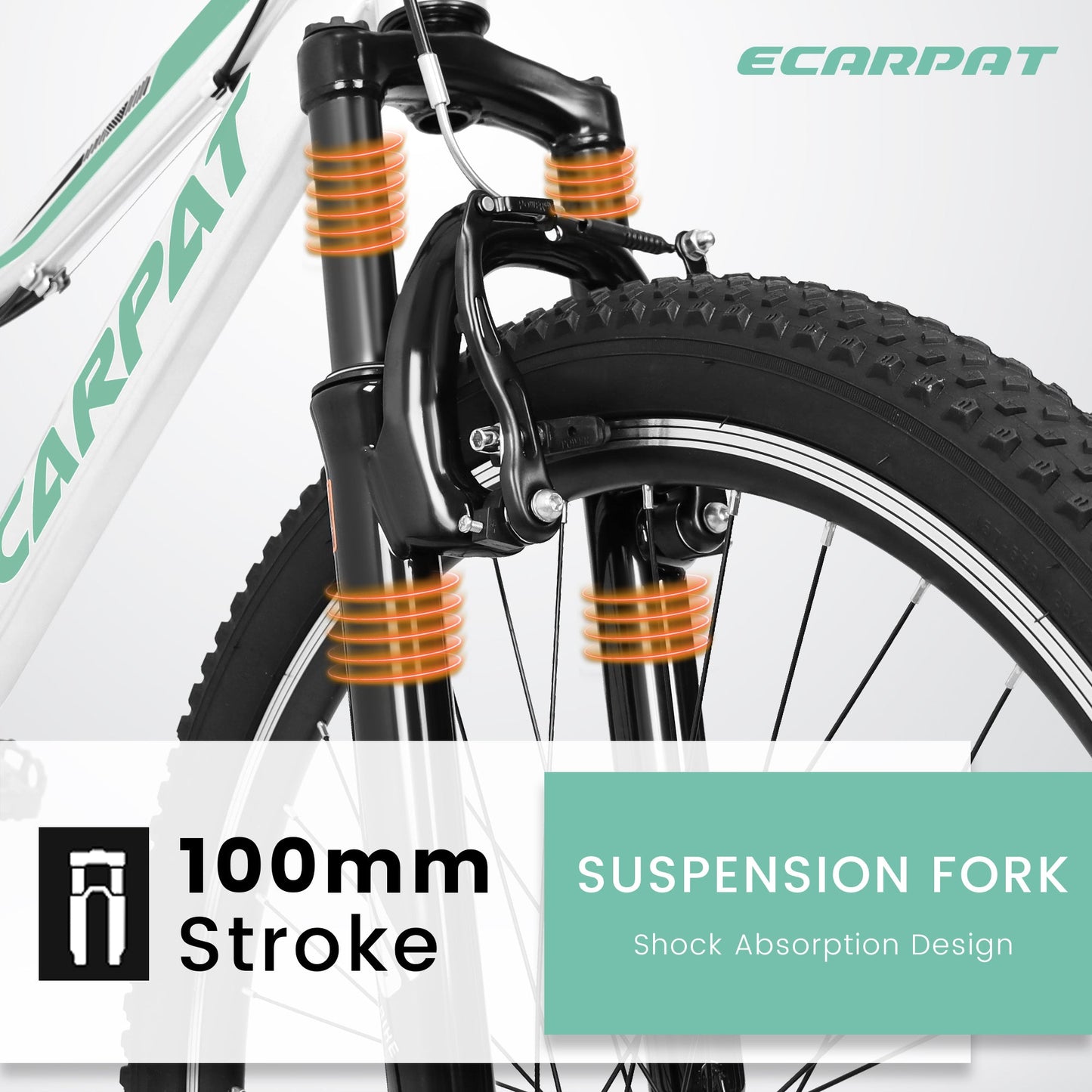 NEW A26208 Ecarpat 26  Inch Mountain Bike, 21-Speed V-Brake, Front Suspension,  Carbon Steel Frame Mountain Bike For  Teenagers Girls Women Bicycles