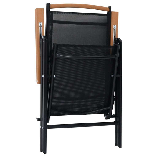 NEW vidaXL 2pc Folding Garden Aluminium Textilene Black Outdoor Patio Chairs