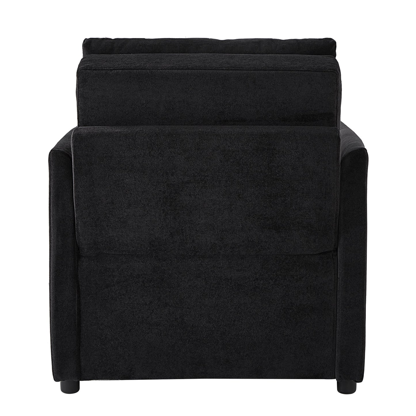 NEW Black Chenille Upholstered Convertible Sleeper Sofa with 5-Position Backrest Side Pockets Storage