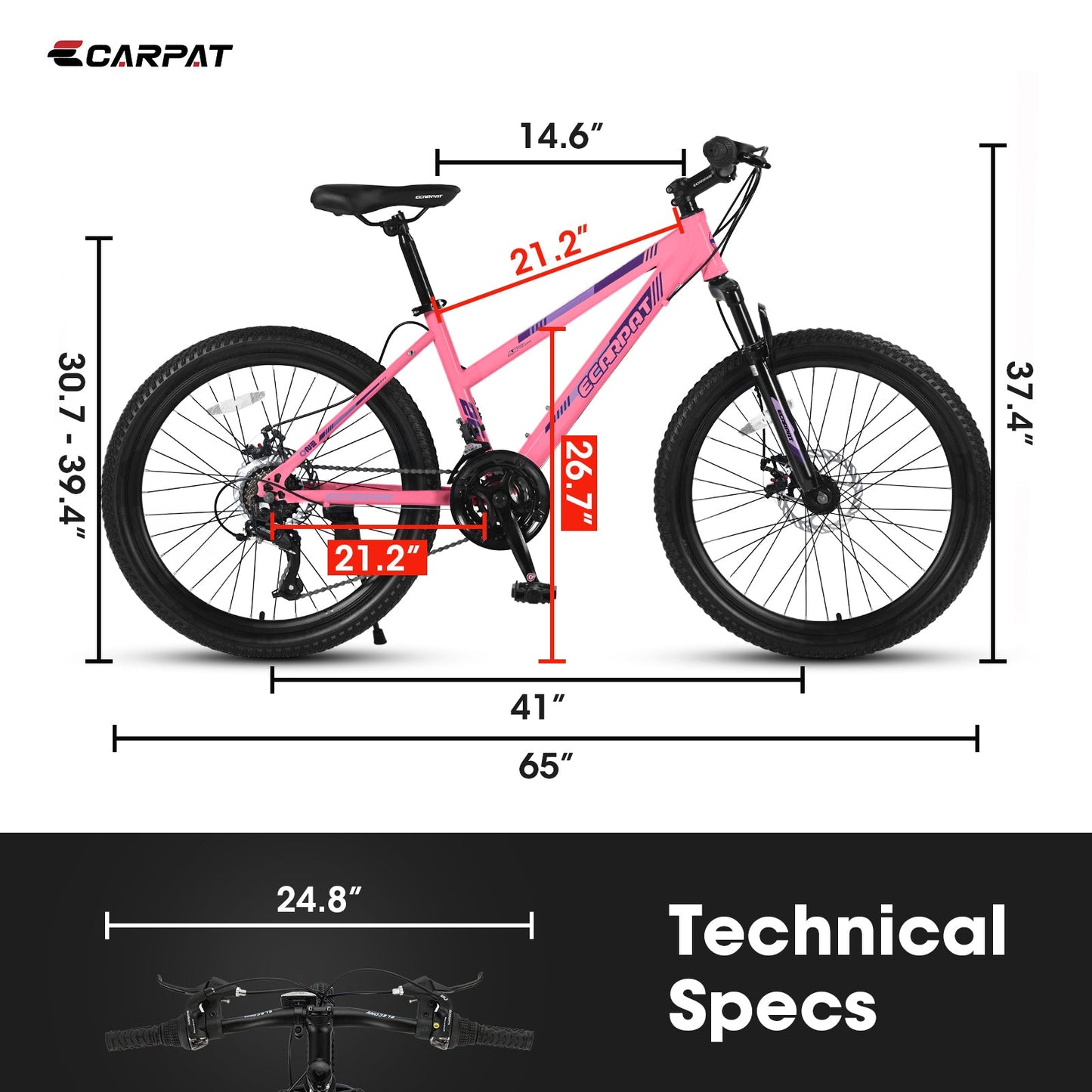 NEW S26103 26 inch Mountain Bike for Teenagers Girls Women, Shimano 21 Speeds with Dual Disc Brakes and 100mm Front Suspension