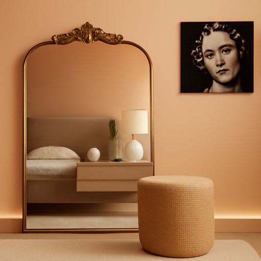 NEW Vintage Gold Mirror 36 By 30 Inch Arched Metal Frame