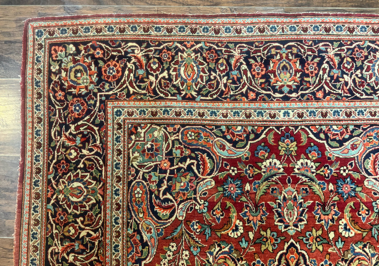 USED Persian Kashan Rug 4x7, Red, Floral Medallion, Vintage, Wool
