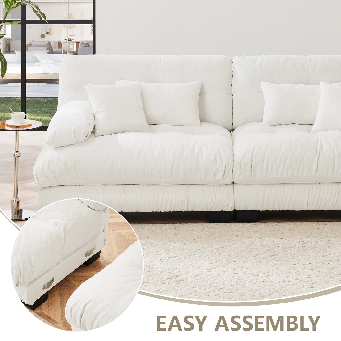 NEW Luxury Oversized L Shaped White Modular Sectional Sofa Cloud Deep Seat Sofa